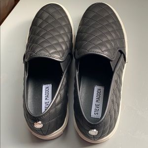 Never Worn- Steve Madden- Black Slip on Sneaker
